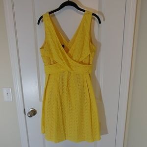 Nine West Cross Front Yellow Eyelet Sundress